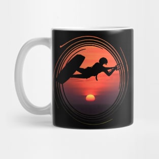 Kiter Silhouette In Black Female Rider Sunset Mug